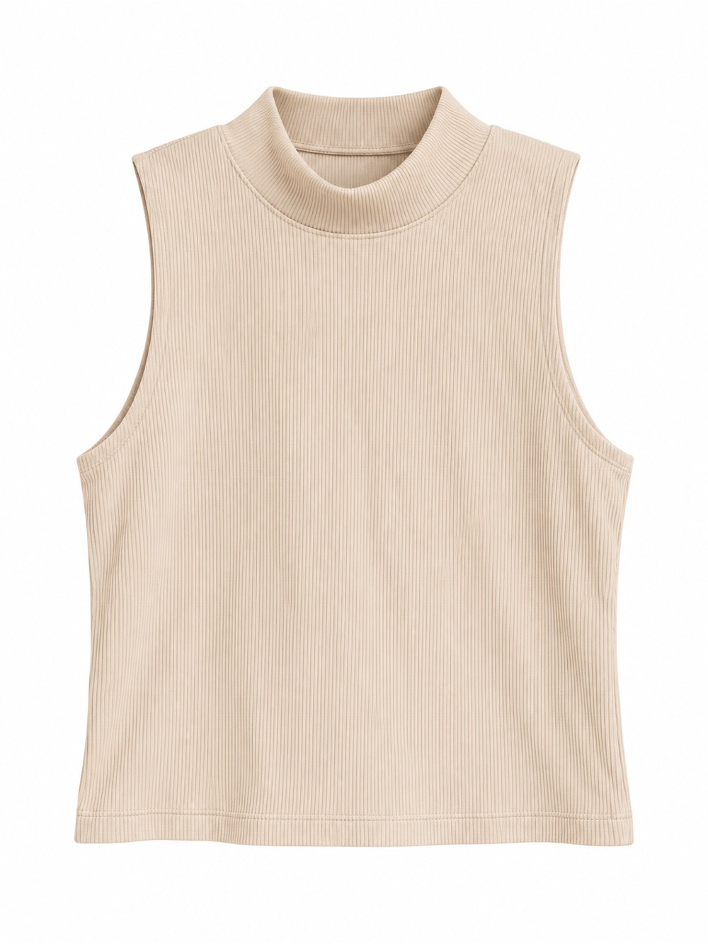 Abercrombie & Fitch Ribbed Mock Neck Tank - Beige
